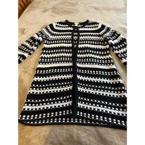 Chico's Leona Striped Cardigan Sweater Black and White Size Medium (Chico's 1)